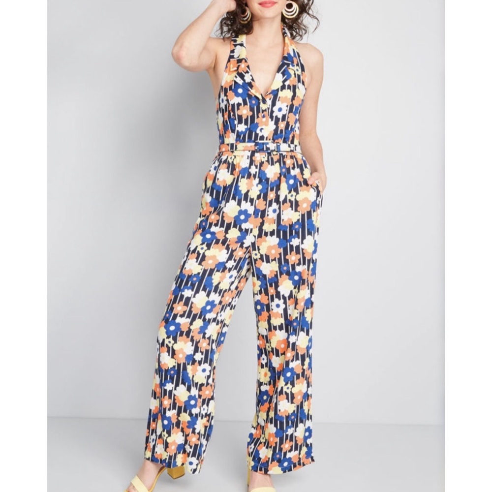 ModCloth floral halter jumpsuit
